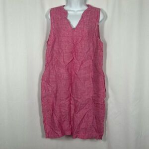 Sigrid Olsen pleated Linen Sleeveless Dress pockets L